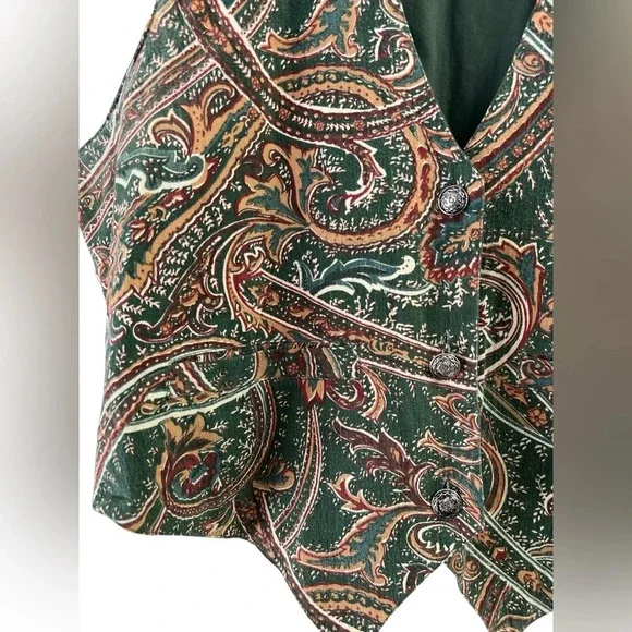 Vintage Atlast cotton green paisley vest - Picture 3 of 4